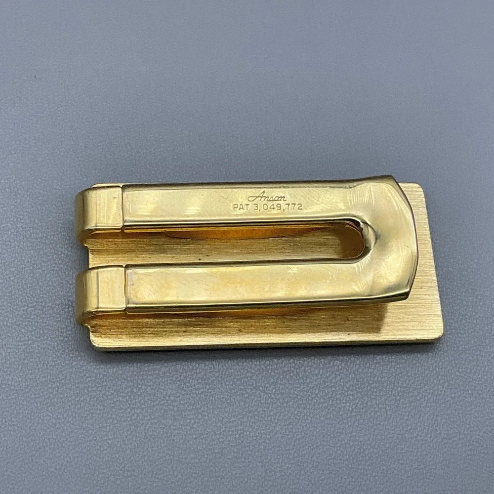 Anson Golf Money Clip Vintage Gold Tone Golf Clubs Hole 18 Men's Accessory